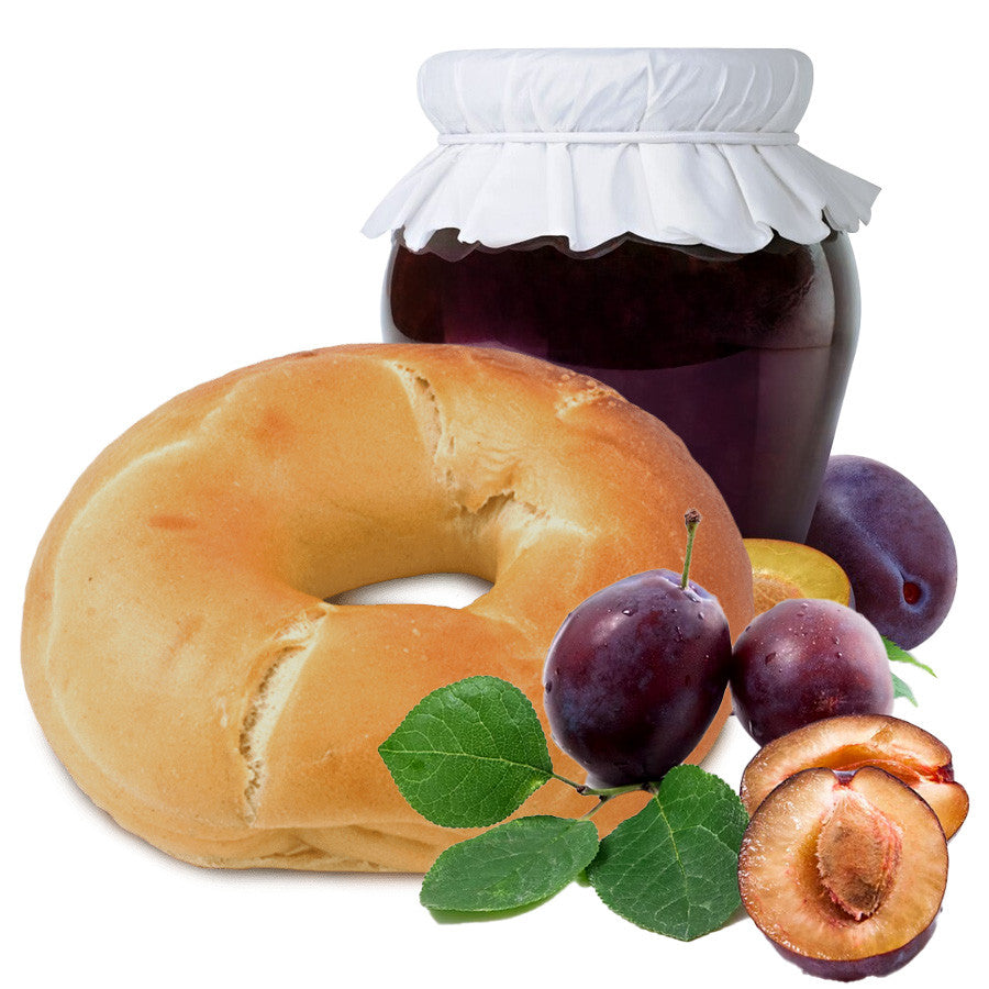 Szilvalekvárral töltött Bägel (vajas-édes tésztából)