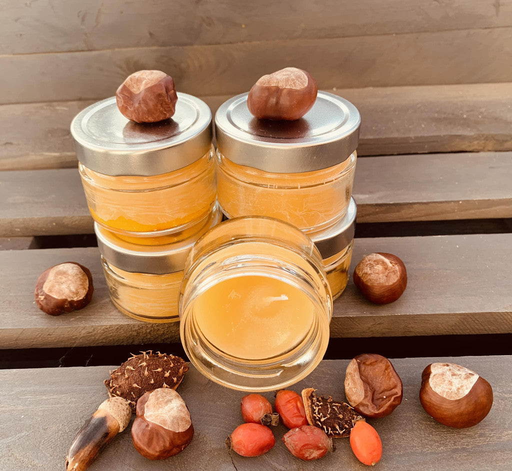 Méhviaszos illatgyertya üvegben