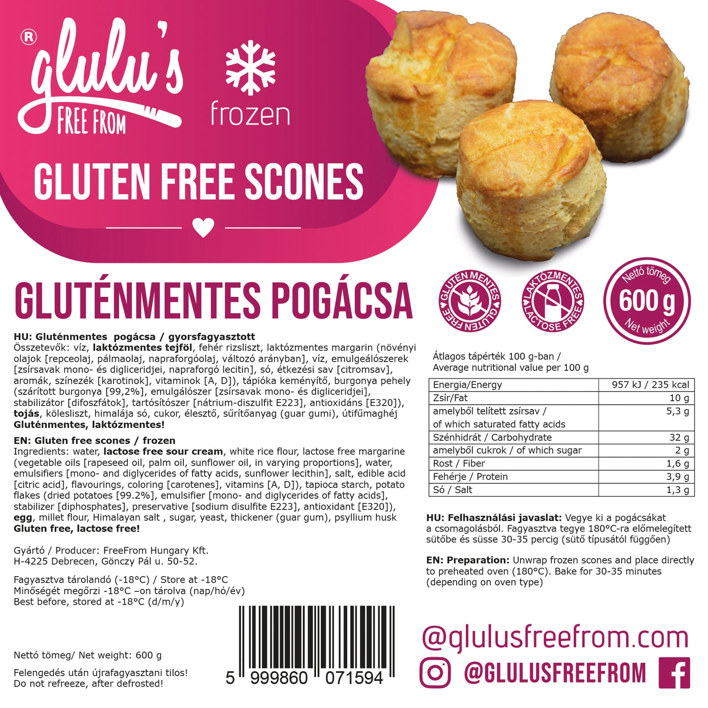 Glulu's FreeFrom MIRELIT Gluténmentes pogácsa - 350g